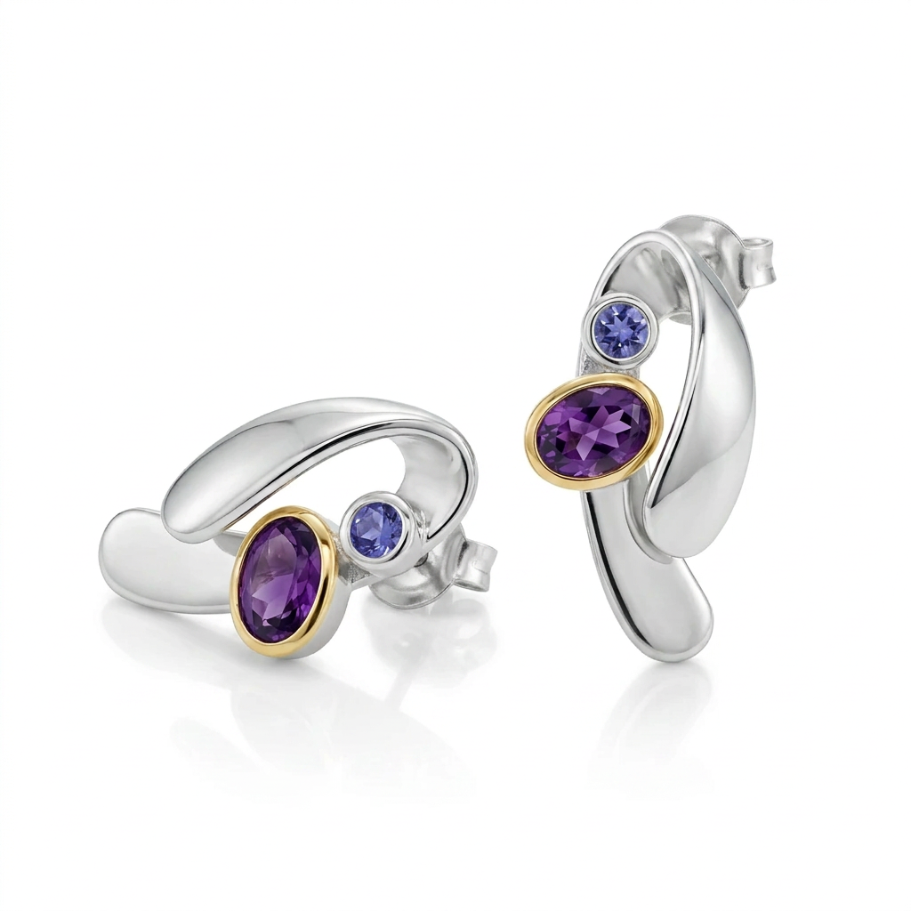 Multi Gemstone Earrings in 925 Sterling Silver | E7382 - view 5