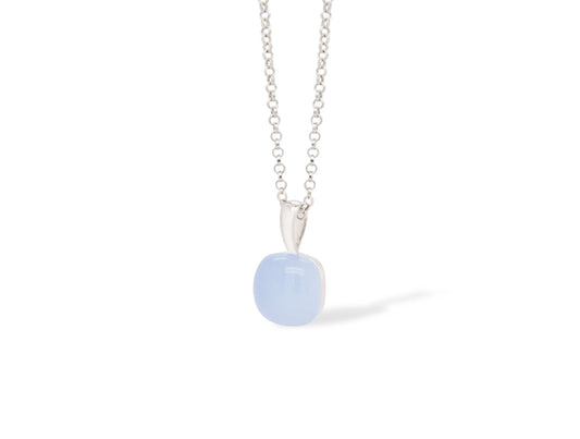 Blue Calcite and Rose Quartz pendant in sterling silver - view 2