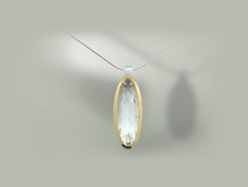 Over Sized Roc Crystal Pendant P4807 - P4807 OVER SIZED OVAL GEMSTONE EARRING - Pendant