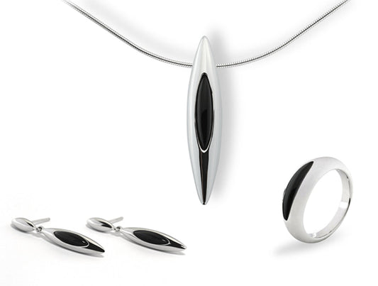 Black Onyx jewelry set in sterling silver