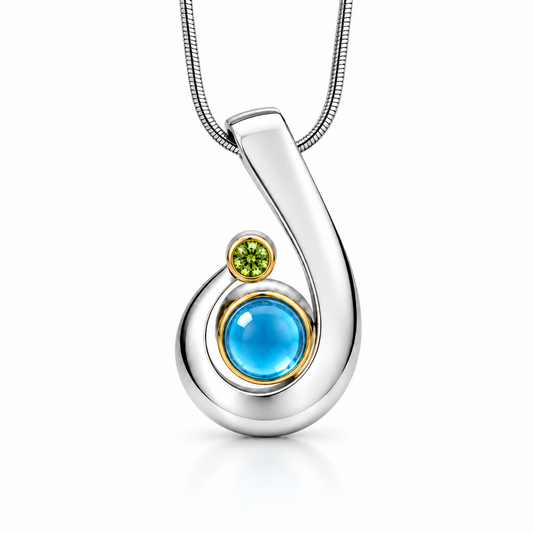 Cabochon Gemstone Pendant in 925 Sterling Silver
