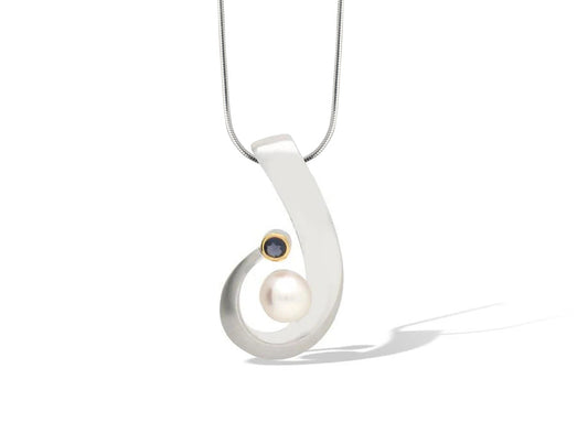 Blue Topaz and Garnet pendant in sterling silver, style P7316 - view 3