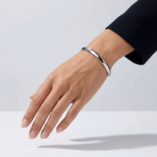 Rhodium Finish Bangle Bracelet in 925 Sterling Silver