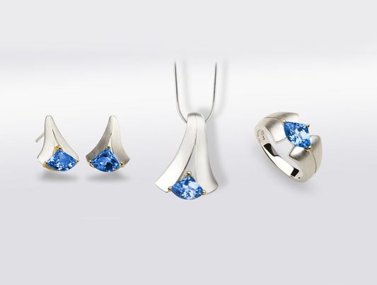 Blue Topaz jewelry set in sterling silver