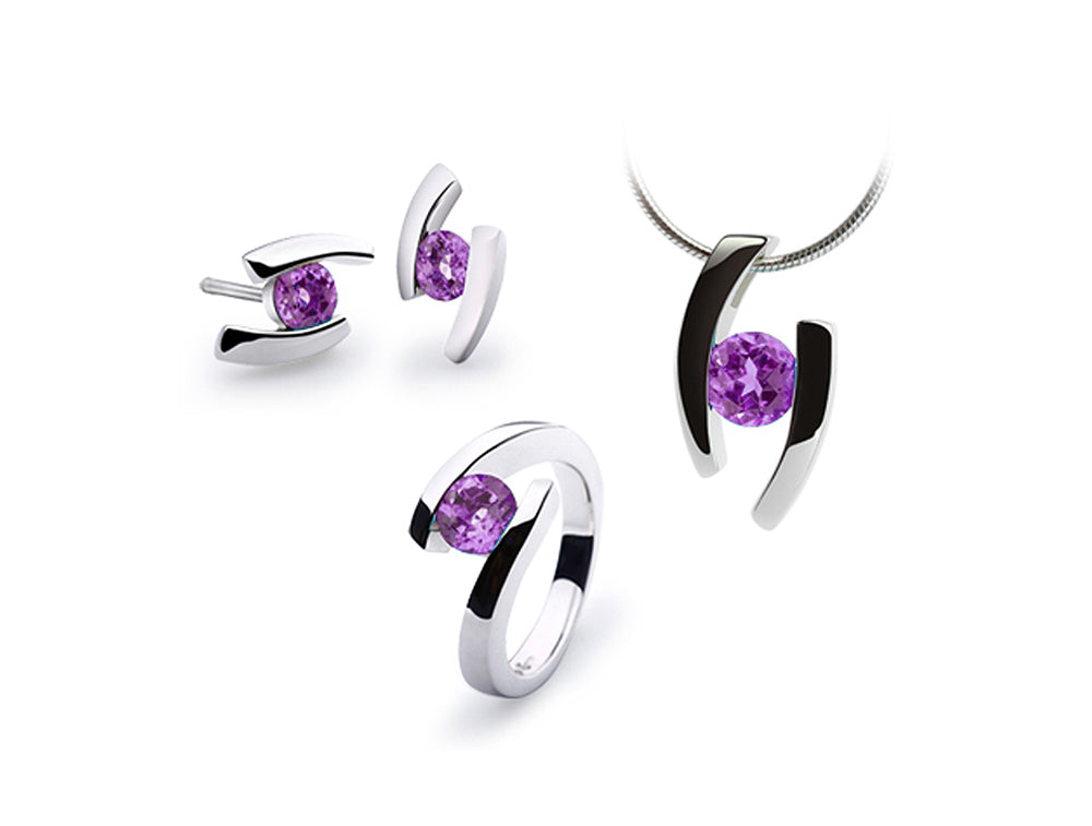Blue Topaz and Garnet jewelry set in sterling silver - view 5