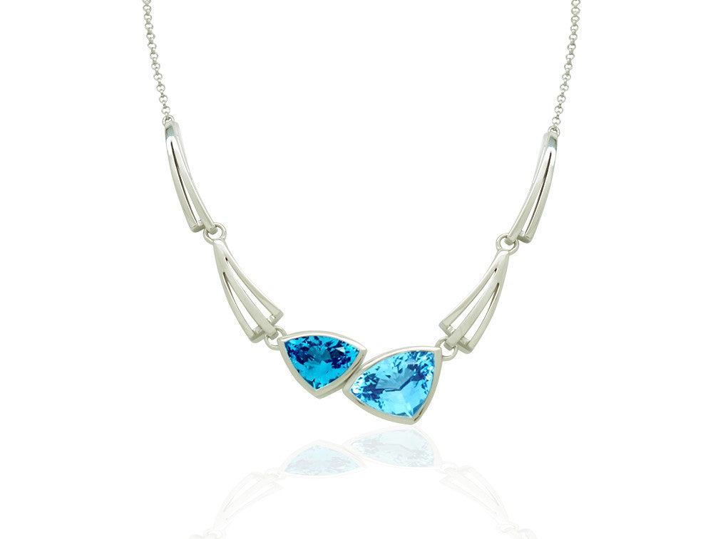Contemporary Art Deco Necklace N3327 - N3327 Blue Topaz / Sky Blue Topaz - Necklace