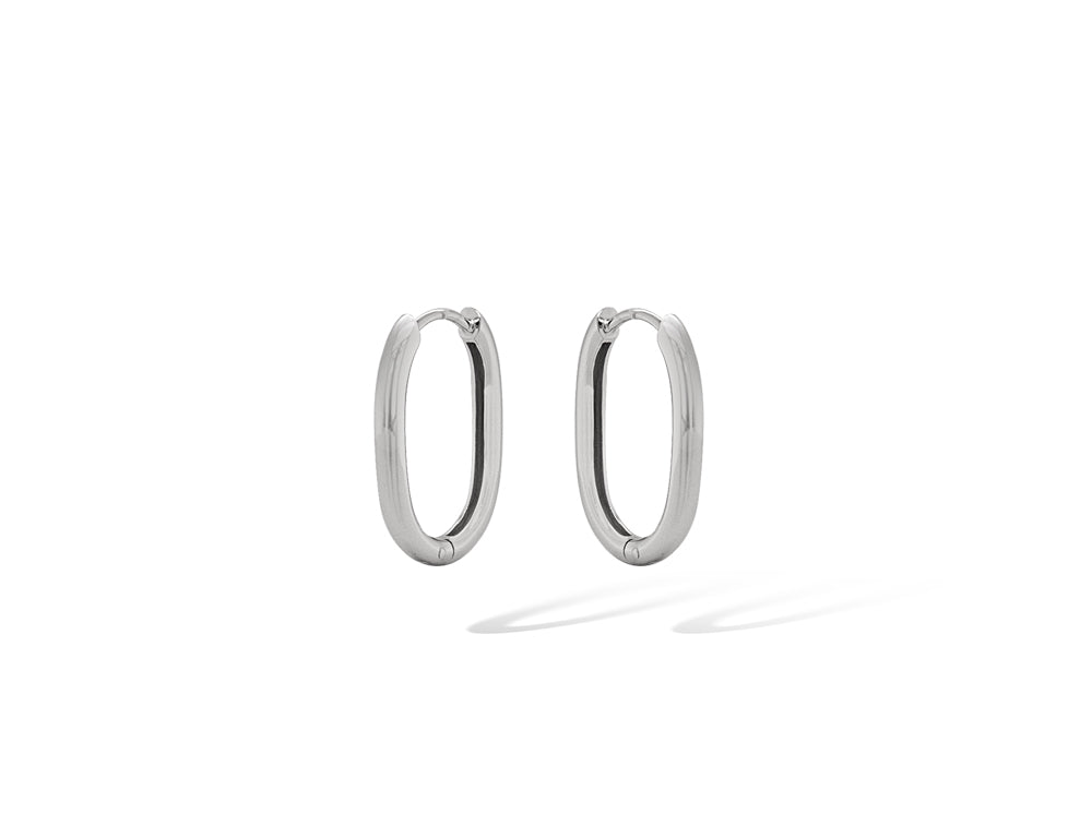 Silver Oval Hoop Earring E8625 - E8625 - earring