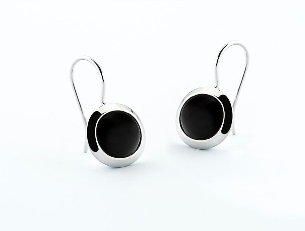 Black Onyx and Carnelian earrings in sterling silver by Joryel Vera, style E5483