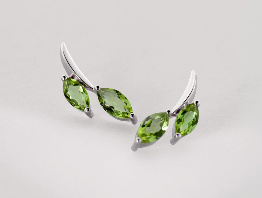 Green Quartz and Peridot earrings in sterling silver, style E7816 - view 2