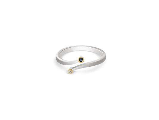 Blue Sapphire and Diamond ring in sterling silver, style R3466