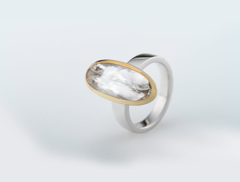 Rock Crystal ring in sterling silver, style R4972 - view 2