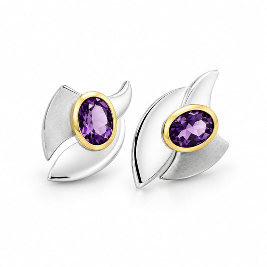 Blue Topaz and London Blue Topaz earrings in sterling silver, style E9328 - view 4