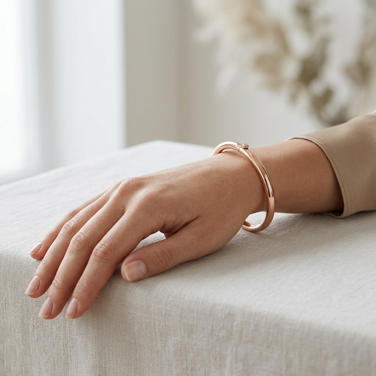 Bangle Bracelet in Rose Gold Plated Sterling Silver