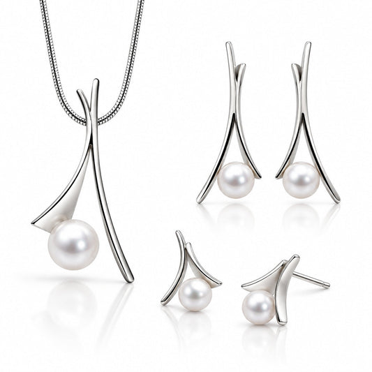 Pearl jewelry set in sterling silver