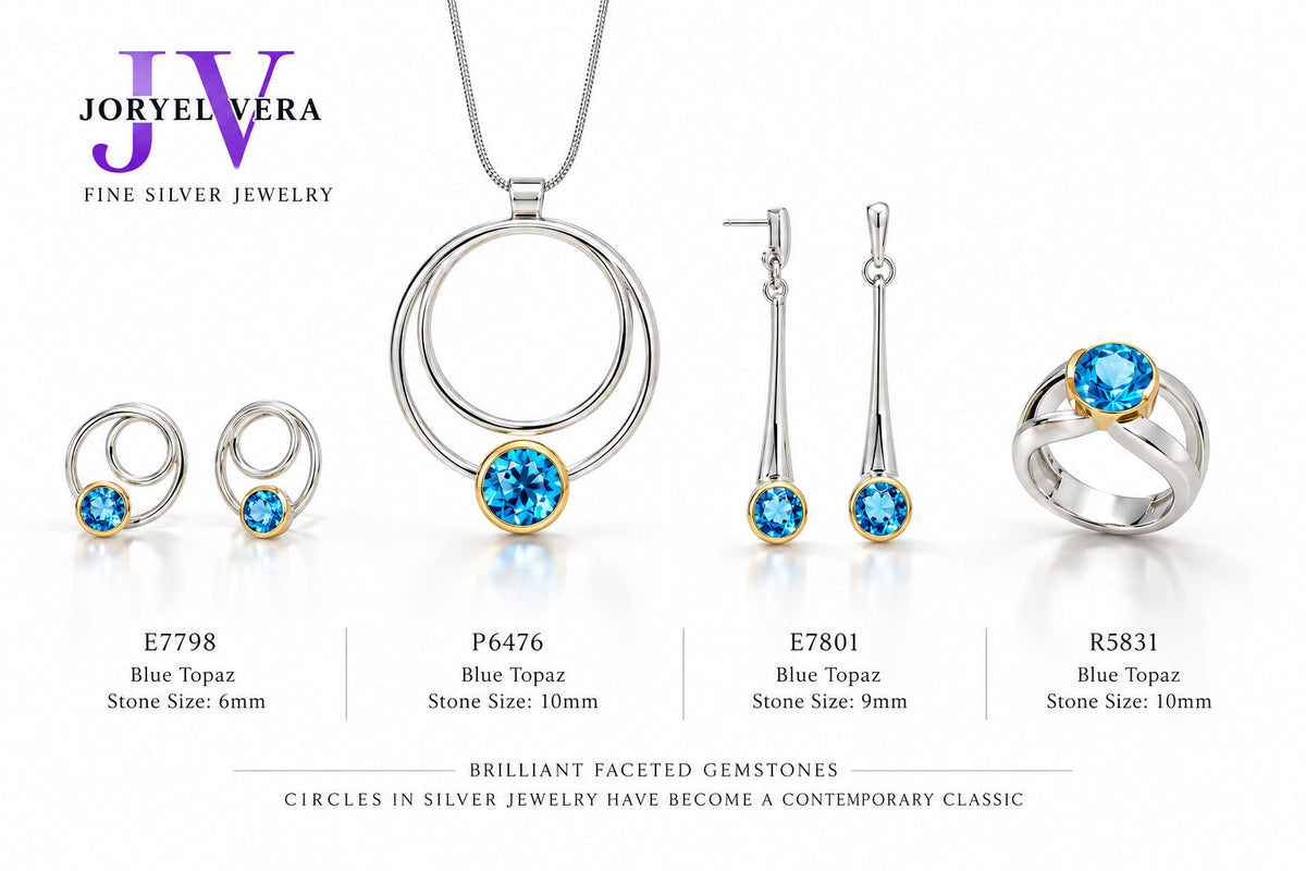 Amethyst and Blue Topaz jewelry set in sterling silver - view 2