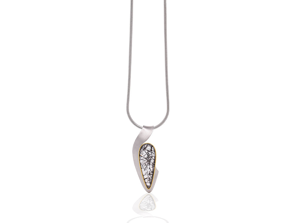 Tourmalated Quartz pendant in sterling silver, style P7358 - view 2