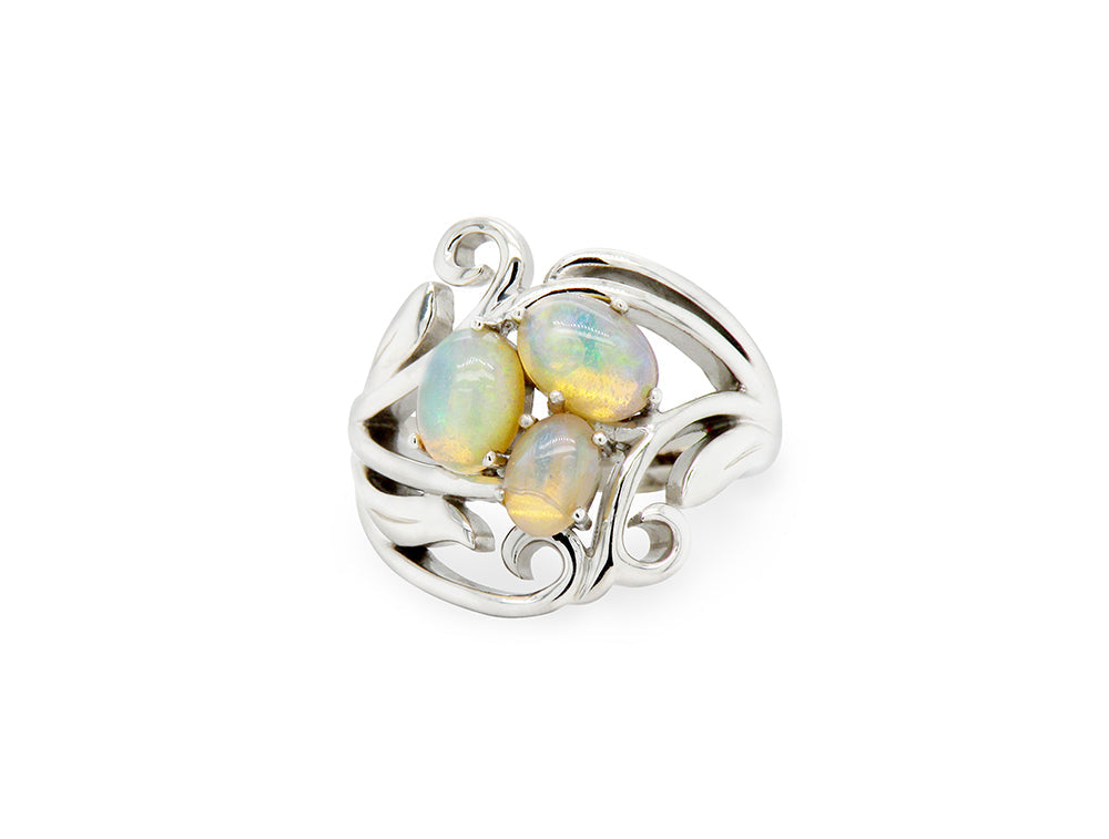 Opal ring in sterling silver, style R7261 - view 2