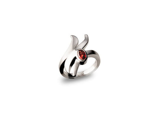 Blue Topaz and Garnet ring in sterling silver, style R5830