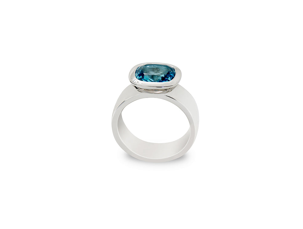 Faceted Cushion Cut Gemstone Ring | R4052