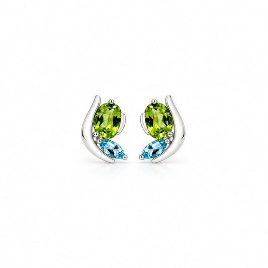 Blue Topaz and Sky Blue Topaz earrings in sterling silver, style E9897