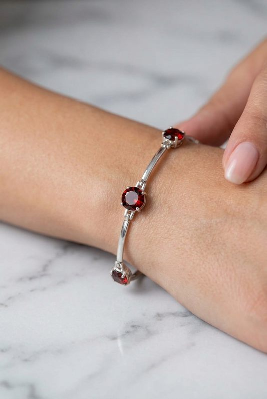Classic 5 Gemstone Bracelet in 925 Sterling Silver