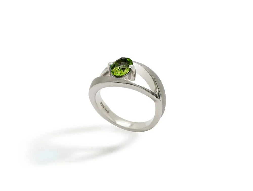 Oval Gemstone Ring R6986 - R6986/L Peridot 9 x 7 mm - Ring