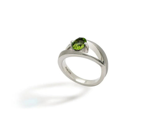 Oval Gemstone Ring R6986 - R6986/L Peridot 9 x 7 mm - Ring