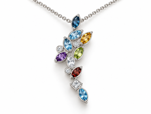 Multi Color Cascading Gemstone Pendant | P16972