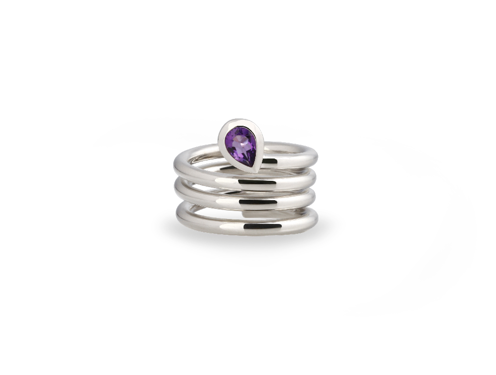 Amethyst and Blue Topaz ring in sterling silver, style R4051 - view 3