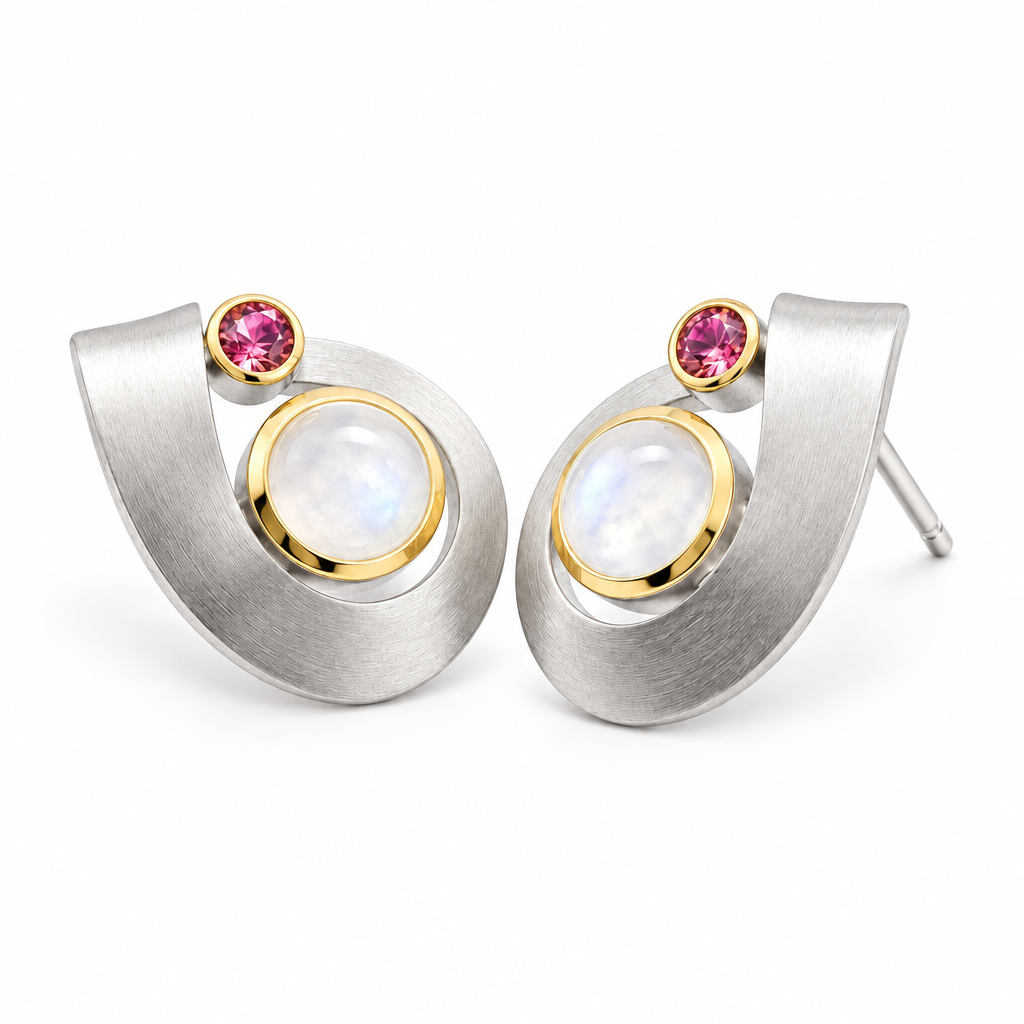 Cabochon Gemstone Earrings in 925 Sterling Silver | E9292 - view 5