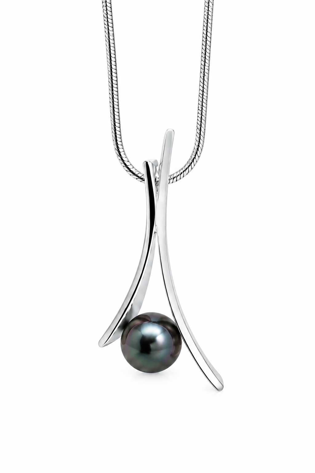 Modern Cultured Pearl Pendant in 925 Sterling Silver | P7331 - view 2