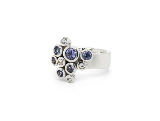 Bubbles Gemstone Ring R4511 - R4511 Tanzanite / White Topaz - Ring