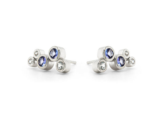 Tanzanite and White Topaz earrings in sterling silver, style E5188