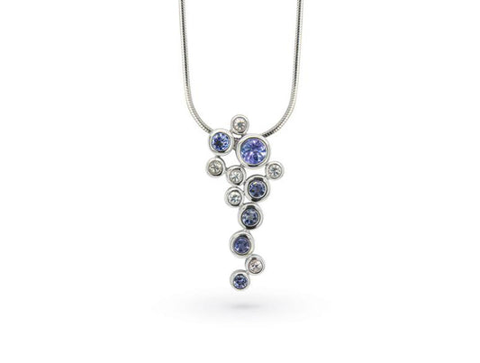 Amethyst and Blue Topaz pendant in sterling silver, style P4538