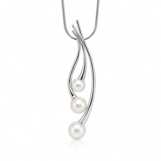 Cultured Pearl and South Sea Pearl pendant in sterling silver - view 4