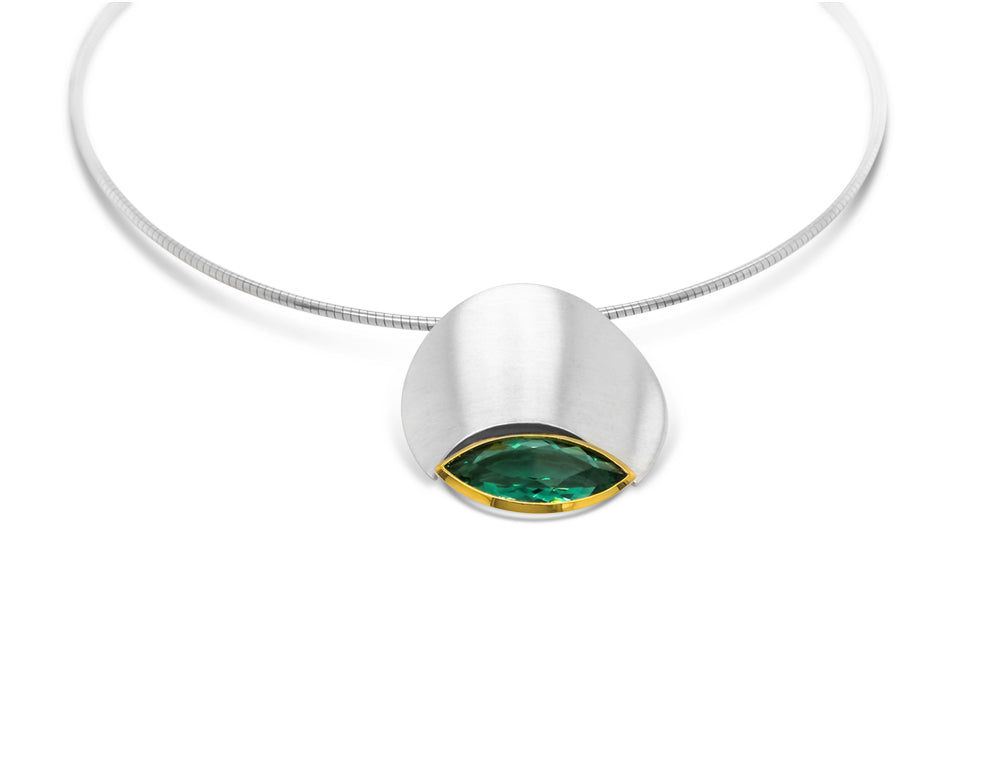 Blue Topaz and Green Quartz pendant in sterling silver, style P5166 - view 2