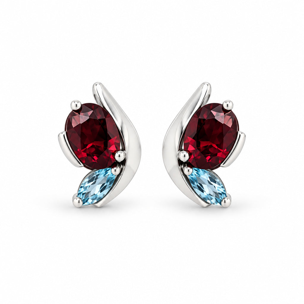 Blue Topaz and Sky Blue Topaz earrings in sterling silver, style E9897 - view 3
