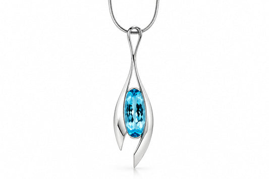 Rose Quartz and Sky Blue Topaz pendant in sterling silver, style P7601 - view 3