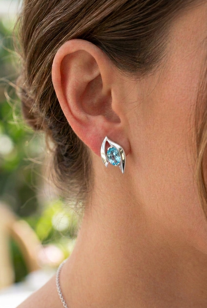 Artistic Gemstone Earrings in 925 Sterling Silver | E9891