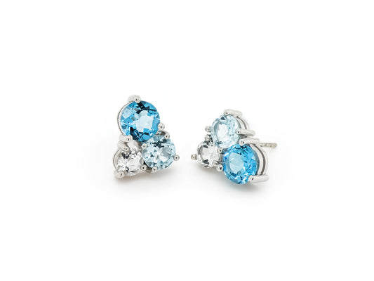 Blue Topaz and Sky Blue Topaz earrings in sterling silver, style E4200