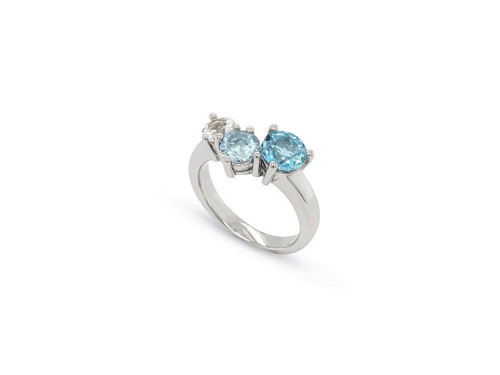 Blue Topaz ring in sterling silver, style R3894 - view 2