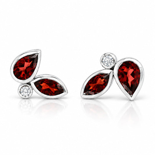 Garnet and White Topaz earrings in sterling silver by Joryel Vera, style E4304 - view 3