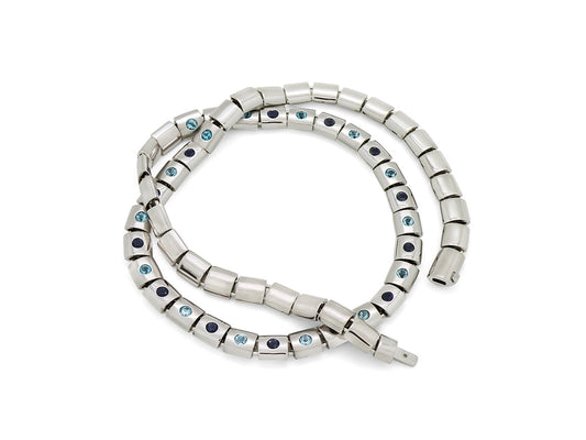 Blue Topaz and Garnet necklace in sterling silver, style N3350 - view 3