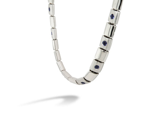 Blue Topaz and Garnet necklace in sterling silver, style N3350