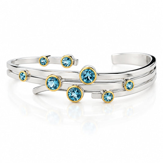 Amethyst and Sky Blue Topaz bracelet in sterling silver, style B2901
