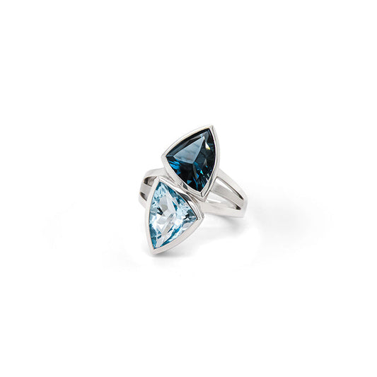 Amethyst and Blue Topaz ring in sterling silver by Joryel Vera, style R7230 - view 3