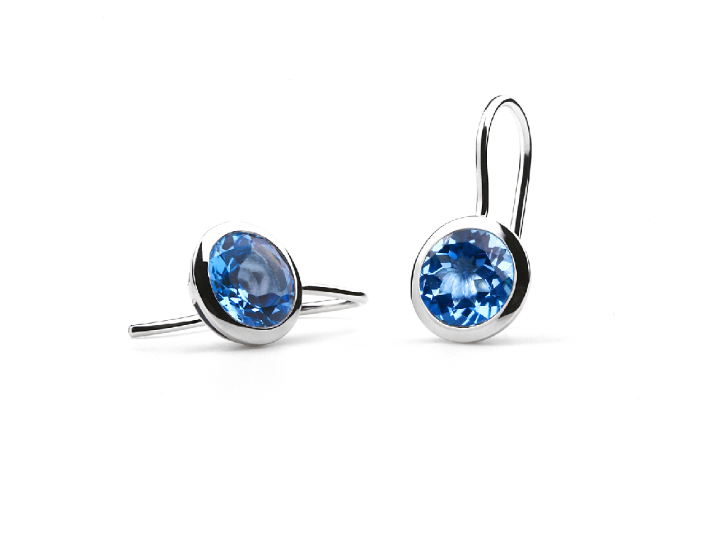 E3140 10mm BLUE TOPAZ EARRING - Charizzma Jewelry