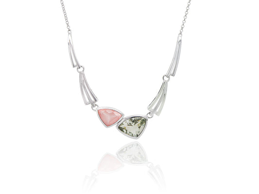 Contemporary Art Deco Necklace N3327 - N3327 Rose Quartz / Green Amethyst - Necklace