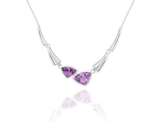Amethyst and Blue Topaz necklace in sterling silver, style N3327