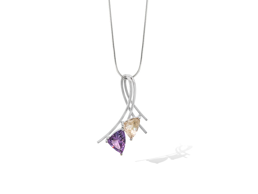 Amethyst and Blue Topaz pendant in sterling silver, style P7586 - view 5